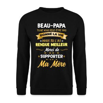 Beau papa humour parfait beau-père - Sweat-shirt Unisexe - noir - Devant - Alina (178cm) & Michal (187cm)