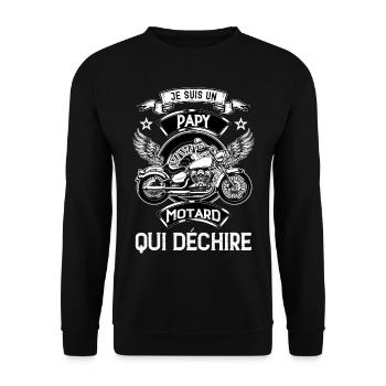 Motard et grand père qui dechire - Sweat-shirt Unisexe - noir - Devant - Alina (178cm) & Michal (187cm)