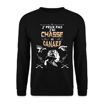 Je peux pas j'ai chasse au canard - Sweat-shirt Unisexe - noir - Devant - Alina (178cm) & Michal (187cm)