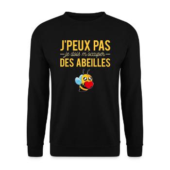 J'peux pas abeilles apiculture apiculteur humour - Sweat-shirt Unisexe - noir - Devant - Alina (178cm) & Michal (187cm)