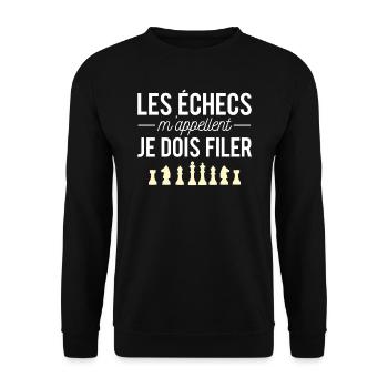 Les échecs m'appellent humour joueur d'échecs - Sweat-shirt Unisexe - noir - Devant - Alina (178cm) & Michal (187cm)