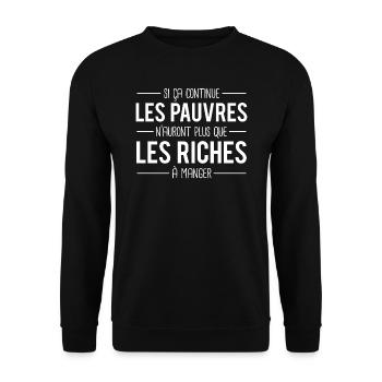 Pauvre riche classe sociale politique humour - Sweat-shirt Unisexe - noir - Devant - Alina (178cm) & Michal (187cm)