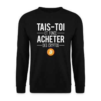 Acheter des cryptos humour bitcoin millionnaire - Sweat-shirt Unisexe - noir - Devant - Alina (178cm) & Michal (187cm)