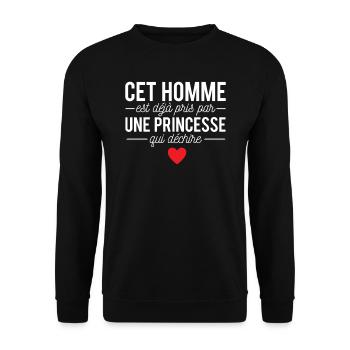 Cet homme est déjà pris par une princesse - Sweat-shirt Unisexe - noir - Devant - Alina (178cm) & Michal (187cm)