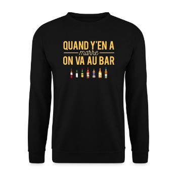 Quand y'en a marre on va au bar alcool humour - Sweat-shirt Unisexe - noir - Devant - Alina (178cm) & Michal (187cm)