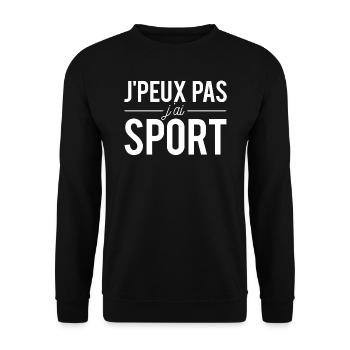 J'peux pas j'ai sport cadeau humour coach sportif - Sweat-shirt Unisexe - noir - Devant - Alina (178cm) & Michal (187cm)