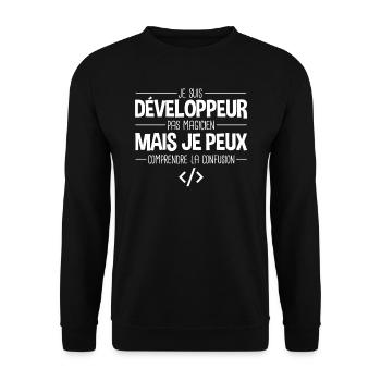 Je suis développeur humour programmeur codeur code - Sweat-shirt Unisexe - noir - Devant - Alina (178cm) & Michal (187cm)