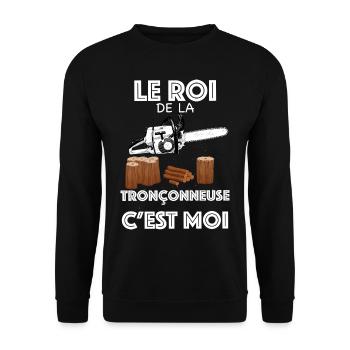 Tronçonneuse royale humour bûcheron - Sweat-shirt Unisexe - noir - Devant - Alina (178cm) & Michal (187cm)