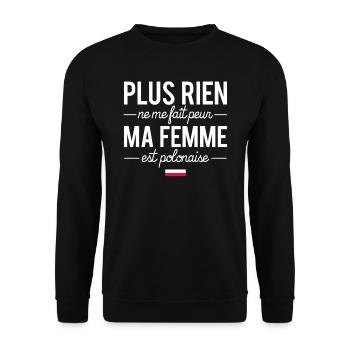 Plus rien ne me fait peur femme polonaise humour - Sweat-shirt Unisexe - noir - Devant - Alina (178cm) & Michal (187cm)