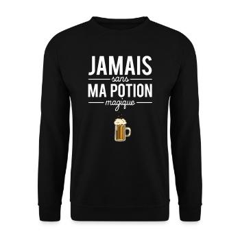 Jamais sans ma potion magique bière humour apéro - Sweat-shirt Unisexe - noir - Devant - Alina (178cm) & Michal (187cm)