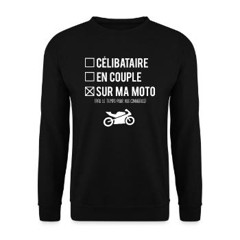 Célibataire en couple sur ma moto humour motard - Sweat-shirt Unisexe - noir - Devant - Alina (178cm) & Michal (187cm)