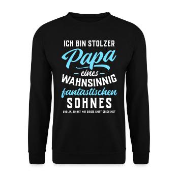 Ich bin stolzer Papa eines fantastischen Sohnes - Unisex Pullover - Schwarz - Vorne - Alina (178cm) & Michal (187cm)