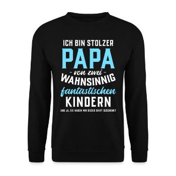 Ich bin stolzer Papa von 2 fantastischen Kindern - Unisex Pullover - Schwarz - Vorne - Alina (178cm) & Michal (187cm)