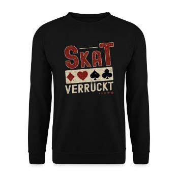 Skat Verrückt Skatspieler - Unisex Pullover - Schwarz - Vorne - Alina (178cm) & Michal (187cm)