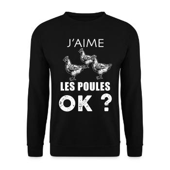Mes Poule Je les Adore Idee Cadeau Ferme - Sweat-shirt Unisexe - noir - Devant - Alina (178cm) & Michal (187cm)
