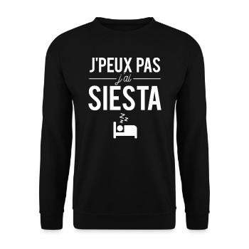 J'Peux Pas J'ai Siesta Espagnole Dormir Humour - Sweat-shirt Unisexe - noir - Devant - Alina (178cm) & Michal (187cm)