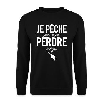 Je Pêche Pour Ne Pas Perdre La Ligne Humour - Sweat-shirt Unisexe - noir - Devant - Alina (178cm) & Michal (187cm)