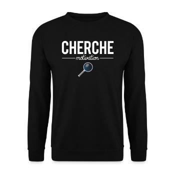 Cherche Motivation Flemme Flemmard Procrastination - Sweat-shirt Unisexe - noir - Devant - Alina (178cm) & Michal (187cm)