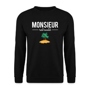 Monsieur Retraité Cadeau Départ Retraite Humour - Sweat-shirt Unisexe - noir - Devant - Alina (178cm) & Michal (187cm)