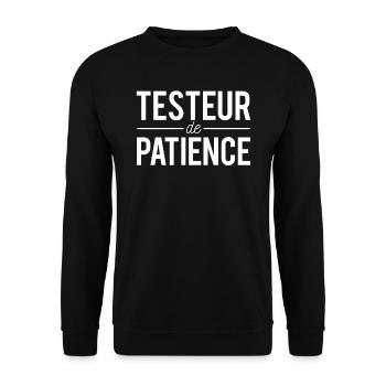 Testeur De Patience Casse Couilles Humour - Sweat-shirt Unisexe - noir - Devant - Alina (178cm) & Michal (187cm)