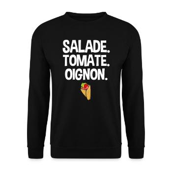 Salade tomate oignon kebab nourriture fast food - Sweat-shirt Unisexe - noir - Devant - Alina (178cm) & Michal (187cm)