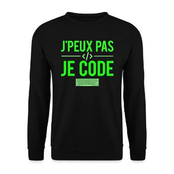 J'peux pas je code développeur codeur humour - Sweat-shirt Unisexe - noir - Devant - Alina (178cm) & Michal (187cm)