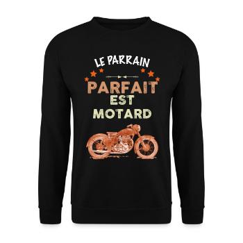 Le Parrain Parfait Est Motard Cadeau Homme - Sweat-shirt Unisexe - noir - Devant - Alina (178cm) & Michal (187cm)