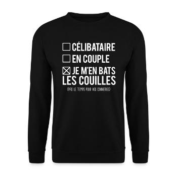 Célibataire en couple je m'en bats les couilles - Sweat-shirt Unisexe - noir - Devant - Alina (178cm) & Michal (187cm)