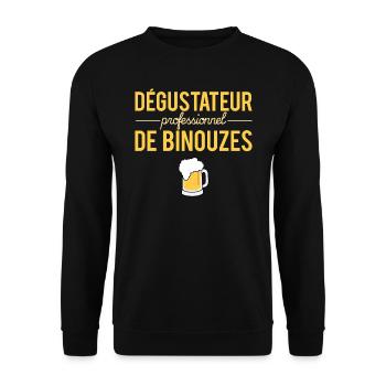 Dégustateur professionnel de binouzes bière humour - Sweat-shirt Unisexe - noir - Devant - Alina (178cm) & Michal (187cm)