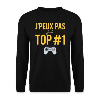 J'peux pas j'ai top 1 battle royal gaming - Sweat-shirt Unisexe - noir - Devant - Alina (178cm) & Michal (187cm)