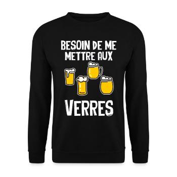 Besoin De Me Mettre Aux Verres - Sweat-shirt Unisexe - noir - Devant - Alina (178cm) & Michal (187cm)