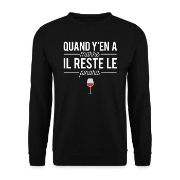 Quand y'en a marre il reste le pinard vin humour - Sweat-shirt Unisexe - noir - Devant - Alina (178cm) & Michal (187cm)