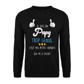 Papy Trop Génial C'est Mon Papi Idée Cadeau - Sweat-shirt Unisexe - noir - Devant - Alina (178cm) & Michal (187cm)