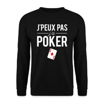 J'peux pas j'ai poker jeu de cartes humour - Sweat-shirt Unisexe - noir - Devant - Alina (178cm) & Michal (187cm)