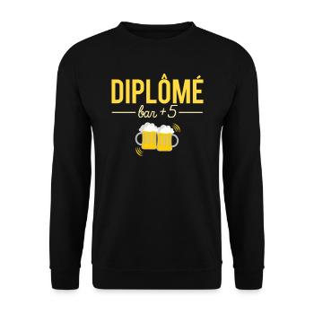Diplômé bar+5 apéro alcool humour - Sweat-shirt Unisexe - noir - Devant - Alina (178cm) & Michal (187cm)