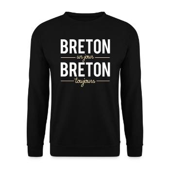 Breton Un Jour Breton Toujours Humour Région - Sweat-shirt Unisexe - noir - Devant - Alina (178cm) & Michal (187cm)