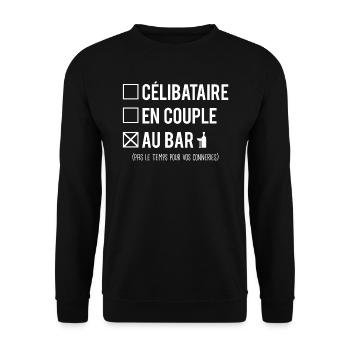 Célibataire en couple au bar humour - Sweat-shirt Unisexe - noir - Devant - Alina (178cm) & Michal (187cm)