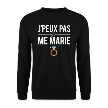 J'peux Pas Je Me Marie Humour Mariage Marié - Sweat-shirt Unisexe - noir - Devant - Alina (178cm) & Michal (187cm)