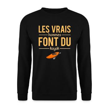 Les Vrais Hommes Font Du Kayak Humour Kayakiste - Sweat-shirt Unisexe - noir - Devant - Alina (178cm) & Michal (187cm)