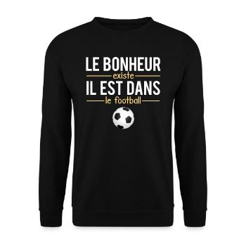 Le Bonheur Existe il Est Dans Le Football Foot - Sweat-shirt Unisexe - noir - Devant - Alina (178cm) & Michal (187cm)