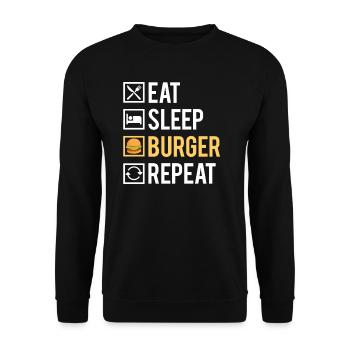 Eat Sleep Burger Repeat Fast Food Nourriture - Sweat-shirt Unisexe - noir - Devant - Alina (178cm) & Michal (187cm)