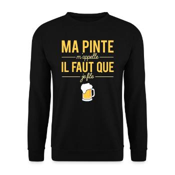 Ma Pinte M'appelle il Faut Que Je File Bière - Sweat-shirt Unisexe - noir - Devant - Alina (178cm) & Michal (187cm)