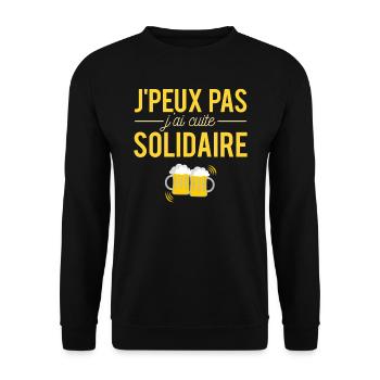 J'Peux Pas J'ai Cuite Solidaire Apéro Alcool Bière - Sweat-shirt Unisexe - noir - Devant - Alina (178cm) & Michal (187cm)
