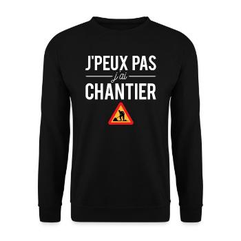 J'peux Pas J'ai Chantier Construction Bâtiment - Sweat-shirt Unisexe - noir - Devant - Alina (178cm) & Michal (187cm)