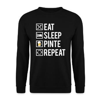 Eat Sleep Pinte Repeat Bière Apéro Humour - Sweat-shirt Unisexe - noir - Devant - Alina (178cm) & Michal (187cm)