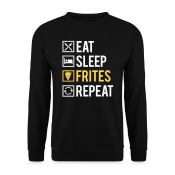 Eat Sleep Frites Repeat Nourriture Fast Food - Sweat-shirt Unisexe - noir - Devant - Alina (178cm) & Michal (187cm)