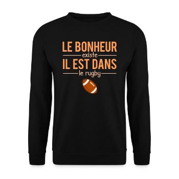 Le Bonheur Existe il Est Dans Le Rugby Sport - Sweat-shirt Unisexe - noir - Devant - Alina (178cm) & Michal (187cm)