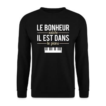 Le Bonheur Existe il Est Dans Le Piano Pianiste - Sweat-shirt Unisexe - noir - Devant - Alina (178cm) & Michal (187cm)