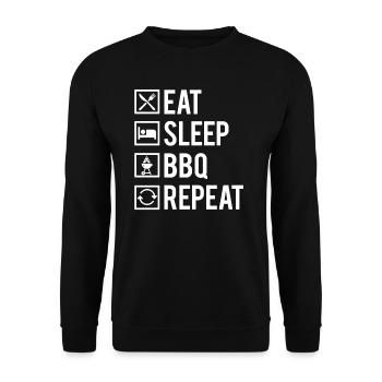 Eat Sleep BBQ Repeat Barbecue Humour - Sweat-shirt Unisexe - noir - Devant - Alina (178cm) & Michal (187cm)
