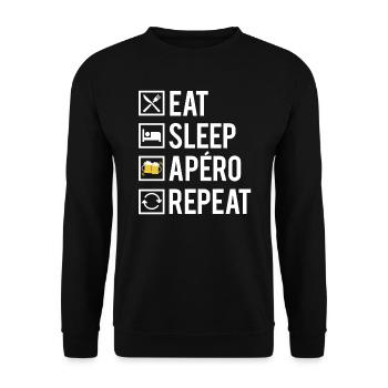 Eat Sleep Apéro Repeat Blague Alcool Humour - Sweat-shirt Unisexe - noir - Devant - Alina (178cm) & Michal (187cm)